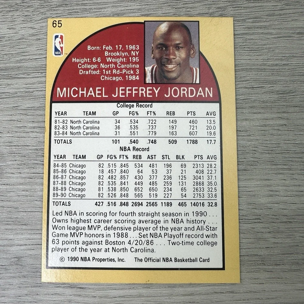 Michael Jordan 1990 NBA Hoops #65 Chicago Bulls Basketball Card